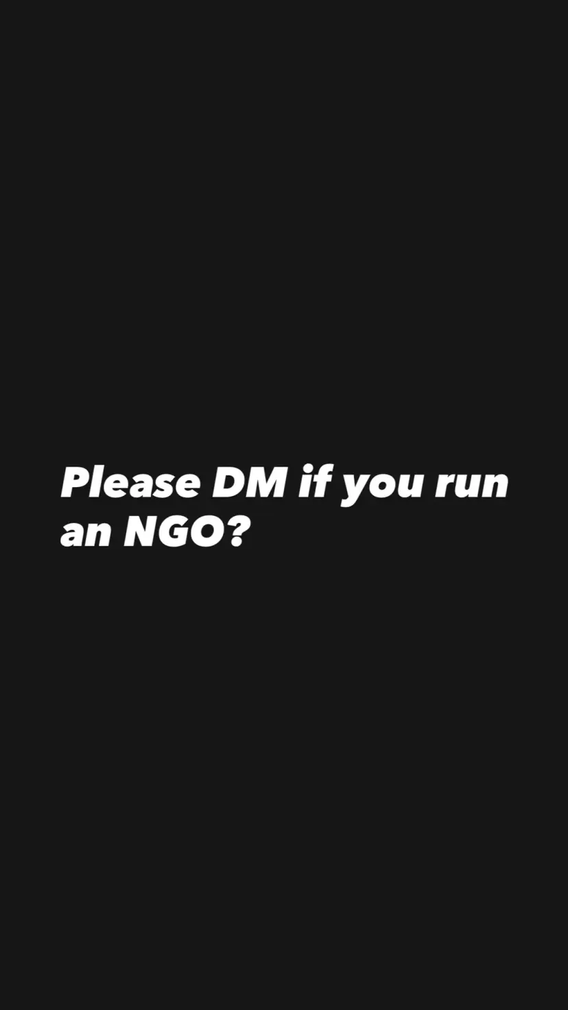 Please DM if you run an NGO?