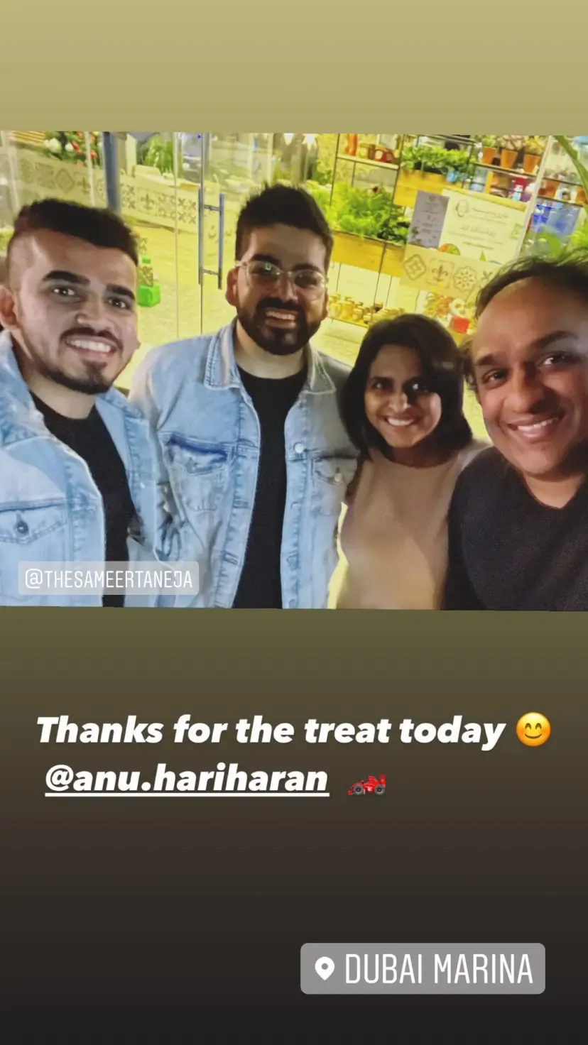 Thanks for the treat today 😊
 @anu.hariharan 🏎