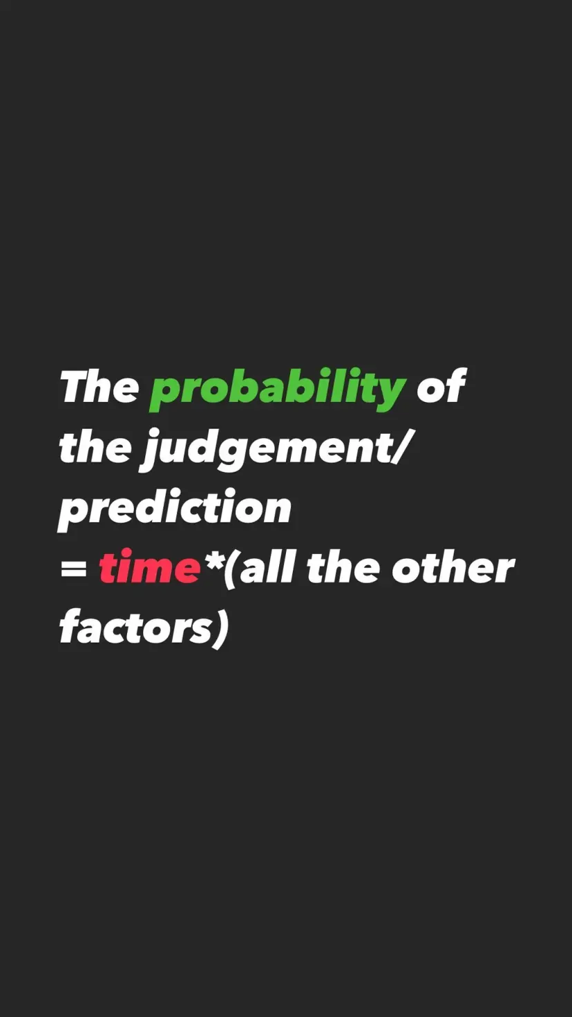 The probability of the judgement/ prediction
= time*(all the other  factors)