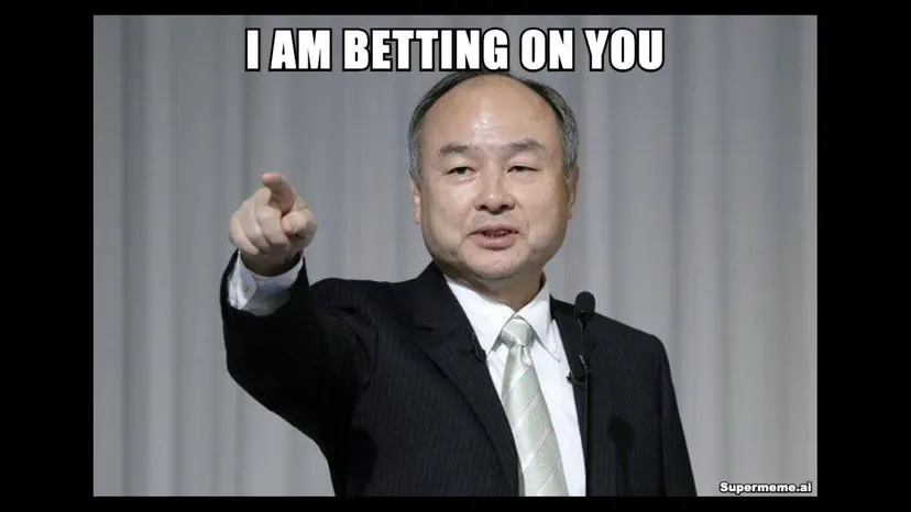 Meme of a man in a suit pointing: “I am betting on you”