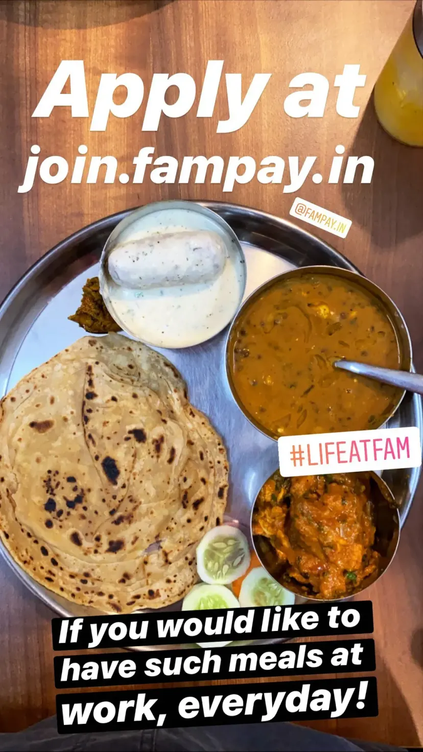 Apply at join.fampay.in If you would like to have such meals at work, everyday!